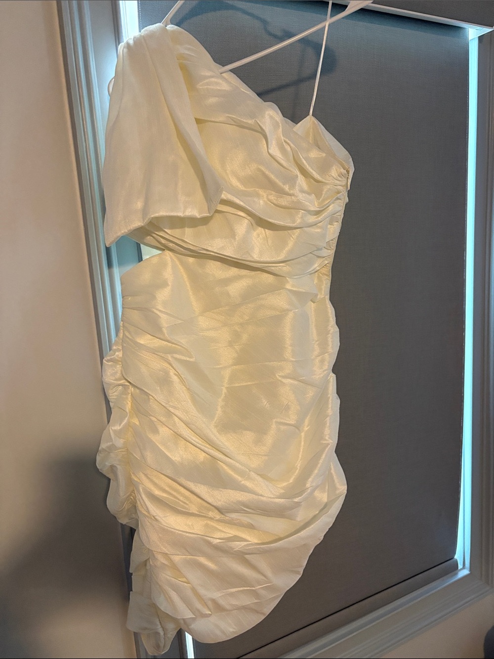 BHLDN One-Shoulder Ivory Ruffled Cocktail Dress - Picture 2 of 3